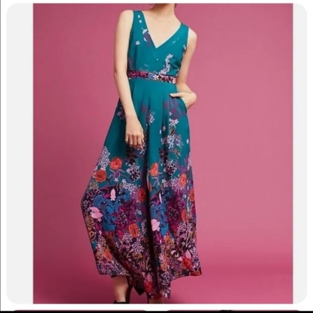 Turquoise floral wide leg jumpsuit from Maeve